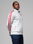 Men's sweatshirt with high collar and stripes - grey melange V1 OM-SSZP-0219