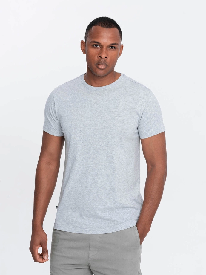 Tricou BASIC din bumbac clasic pentru bărbați - gri melange V5 OM-TSBS-0146 