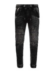 Pantaloni JOGGERY marmorat pentru bărbați cu cusături decorative - negru V2 OM-PADJ-0111
