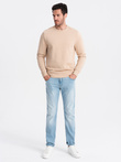 BASIC men's non-stretch cotton sweatshirt - beige V6 OM-SSBN-0159