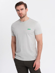 Tricou bărbătesc din bumbac cu contrast - gri deschis V2 OM-TSCT-0151
