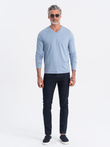 Men's unprinted longsleeve with a crew neckline - blue denim V9 OM-LSBL-0108 