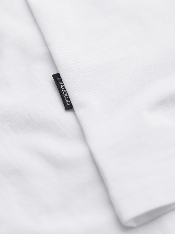 Men's BASIC classic cotton T-shirt - white V4 OM-TSBS-0236