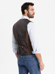 Men's suit vest with classic detailing and lining - brown V2 OM-BLZV-0142
