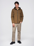Men's lightweight jacket with waterproof coating and hood- brown V2 C638