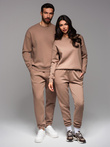UNISEX tracksuit set in athleisure style with pants and sweatshirt - brown V16 Z109