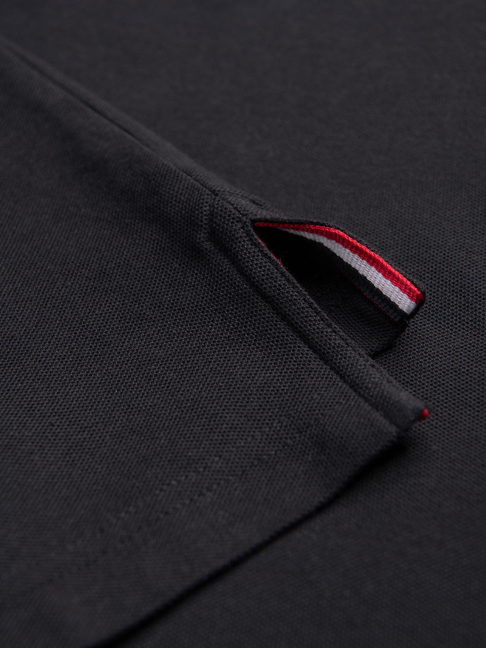 Tricou polo pentru bărbați cu accente colorate - negru V3 OM-POSS-0105