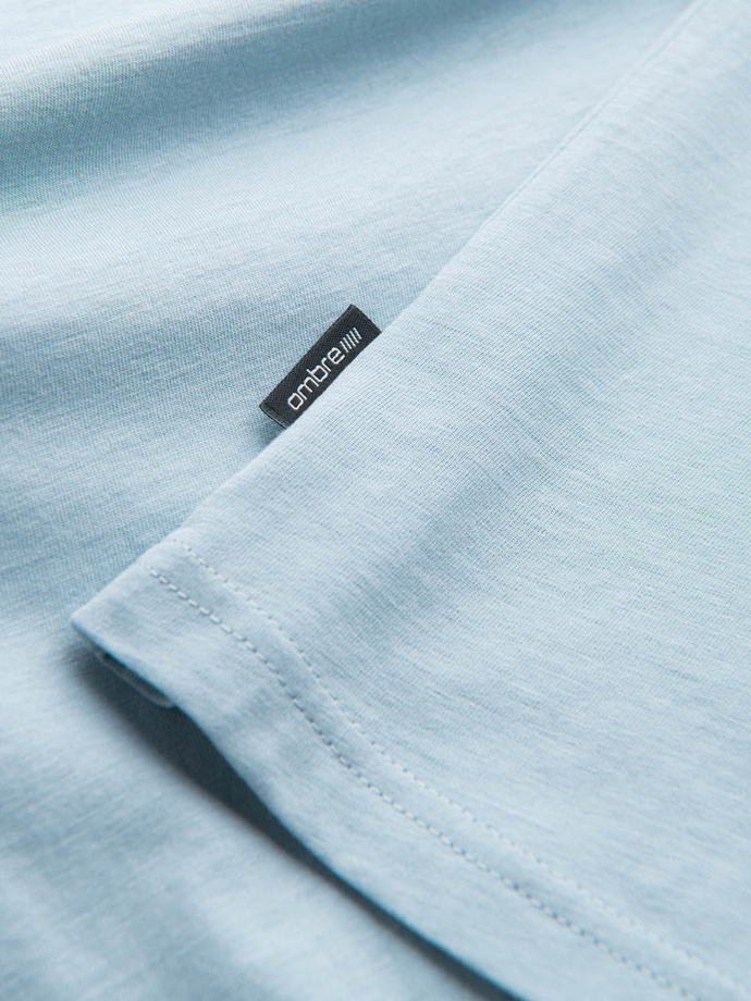Tricou clasic din bumbac pentru bărbați BASIC - albastru deschis V19 OM-TSBS-0146