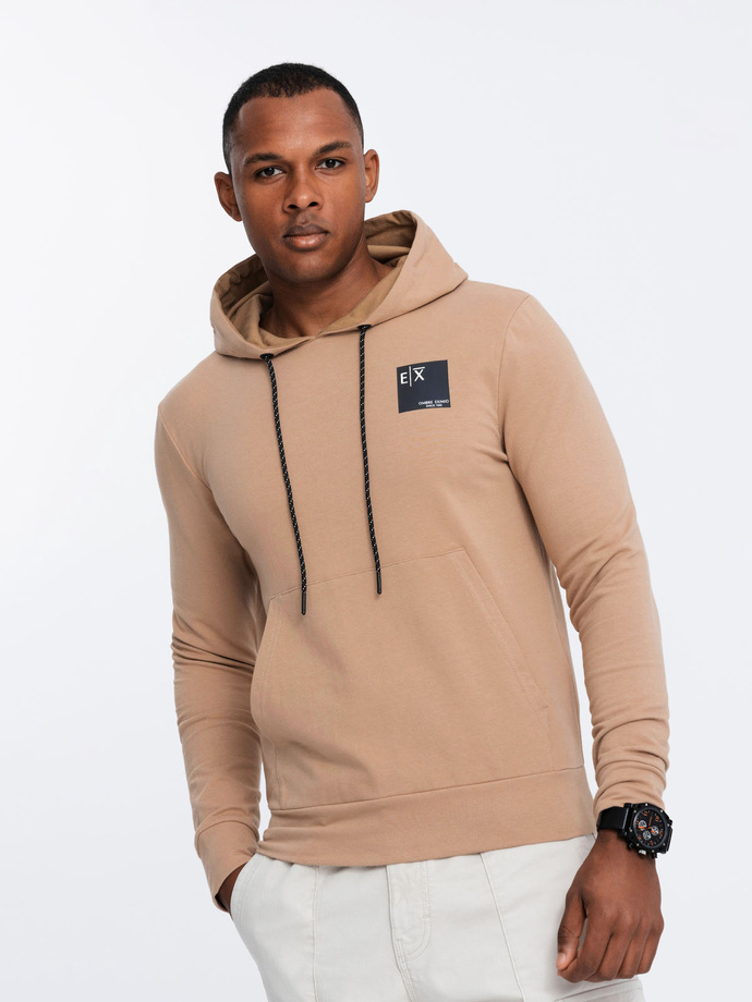 Men's logo kangaroo hoodie - brown V3 OM-SSNZ-0162