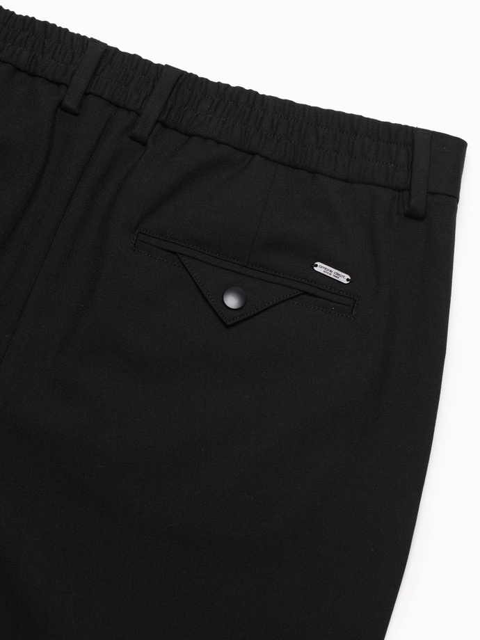 Pantaloni chino pentru bărbați cu talie elastică SLIM FIT - negru V3 OM-PACP-0158