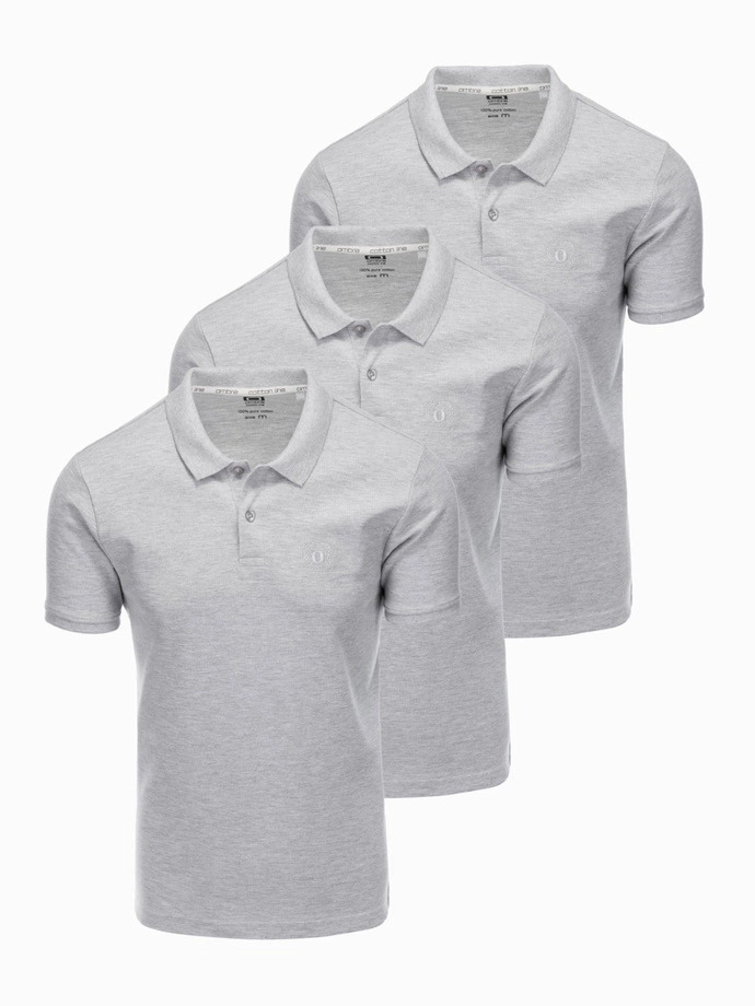 Cotton polo shirt set 3-pack - gray V11 Z28