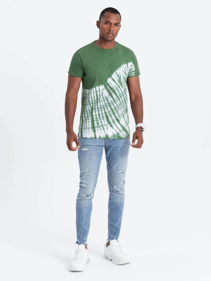 TIE DYE men's cotton T-shirt - green V3 S1617 | Ombre.com