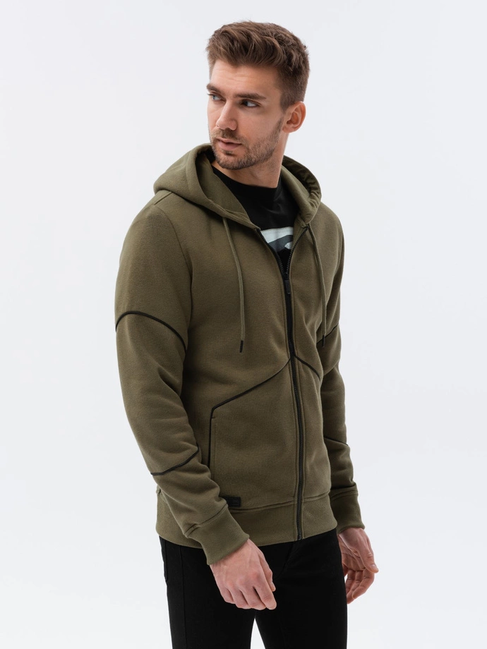 Men's zip-up sweatshirt - dark olive V4 B1421