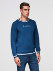 Men's raglan sleeve sweatshirt with contrasting details - dark blue V1 OM-SSNZ-0244