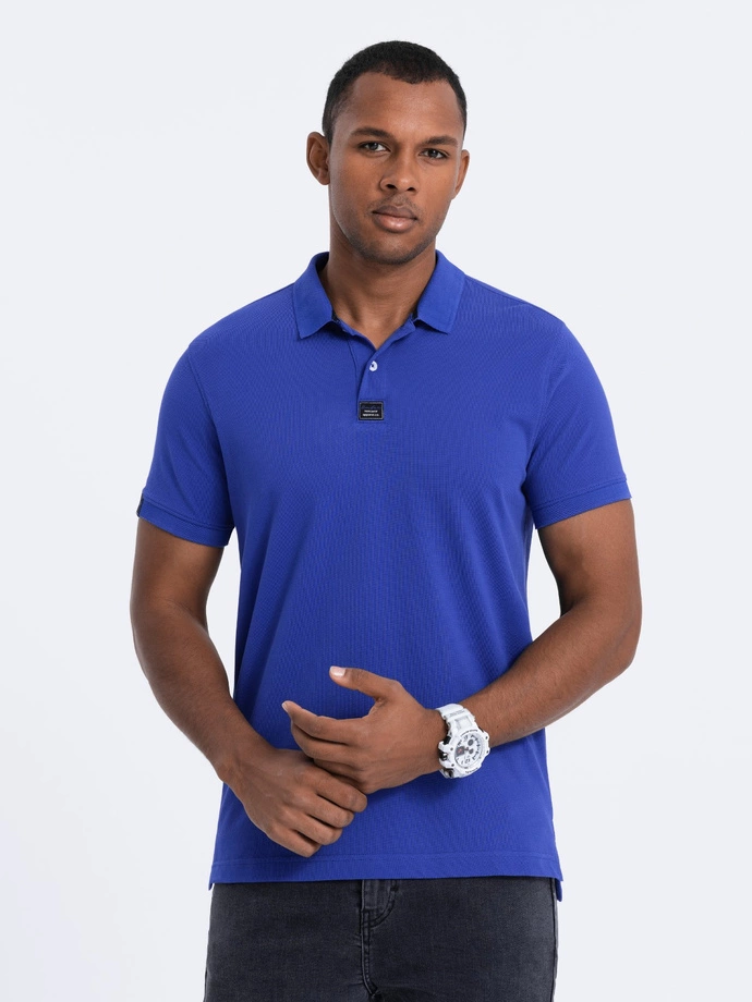 Men's polo shirt with collar - intense blue V9 S1745