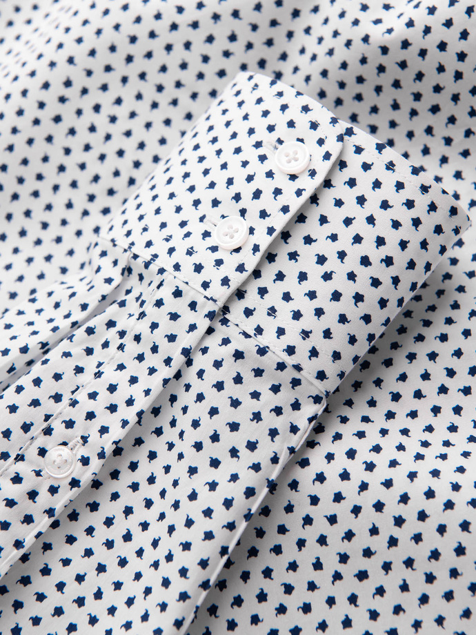 Pánska košeľa SLIM FIT s jemným vzorom - biela V2 OM-SHCS-0140