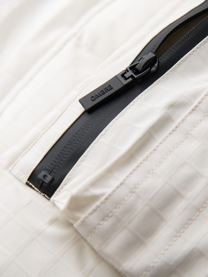 Outdoorová dlhá pánska bunda parka - biela V1 OM-JALJ-0201