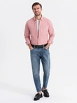 Men's REGULAR FIT cotton shirt with pocket - pink V3 OM-SHOS-0153