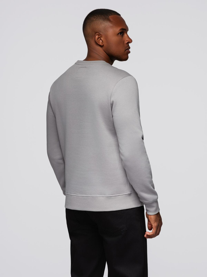 Men's classic round neck sweatshirt - grey V4 OM-SSNZ-0243