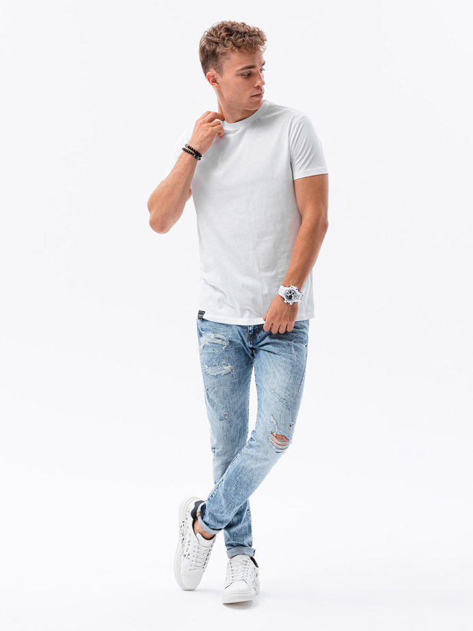 Tricou cu imprimeu pentru barbati - alb S1682