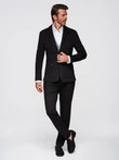 Men's SLIM knit jacket with subtle texture - black V2 OM-BLZB-0101