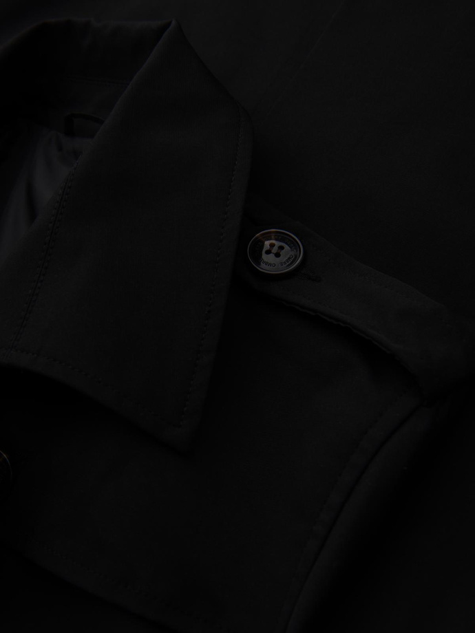 Trench elegant pentru bărbați SLIM FIT cu curea - negru V2 OM-COSC-0126