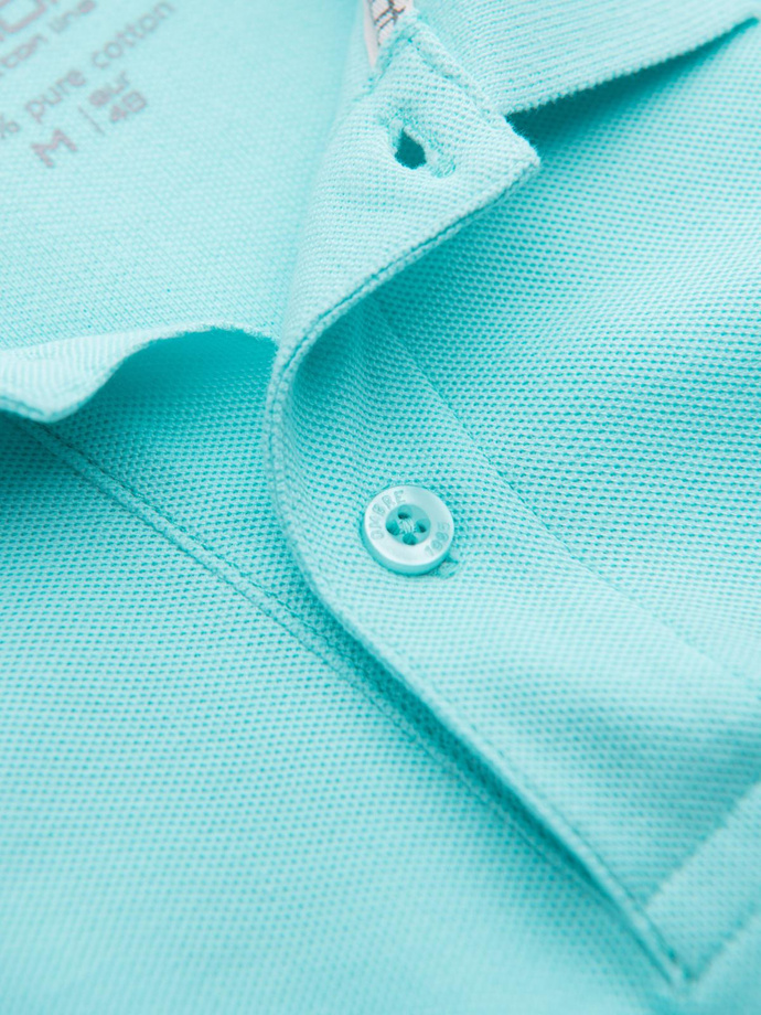 Men's BASIC single color pique knit polo shirt - mint V18 OM-POBS-0100