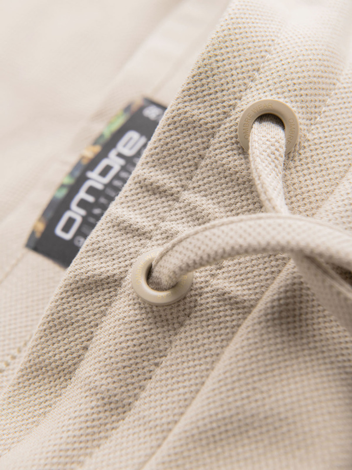 Men's knit shorts with rolled up legs - sand V3 OM-SRCS-0170