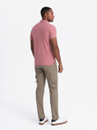 Men's BASIC single color pique knit polo shirt - dark pink V7 OM-POBS-0100