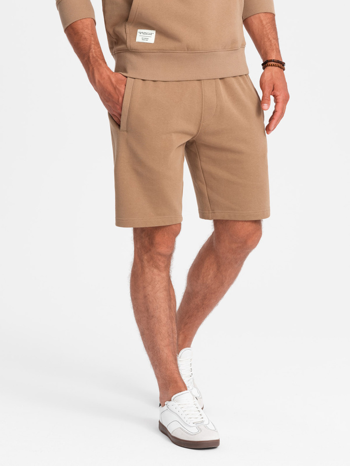 Set trening bărbătesc tricou kangaroo + pantaloni scurți - maro V2 Z75