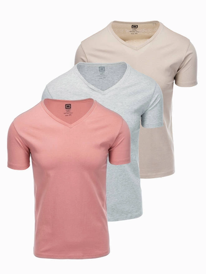 V-NECK medvilninių marškinėlių komplektas 3 vnt. - mišinys V14 Z29