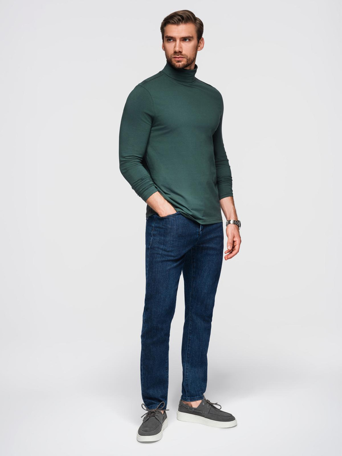 Men's plain turtleneck longsleeve - dark green V7 OM-OM-LSCL-0130