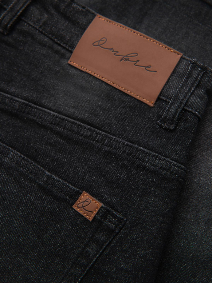 Men's denim shorts with rolled up leg - black V3 OM-SRDS-0164