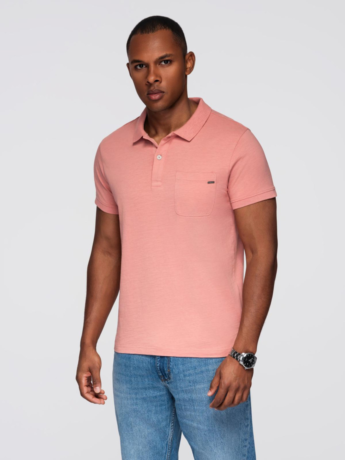 Tricou polo clasic din bumbac - roz V4 OM-POWS-0142