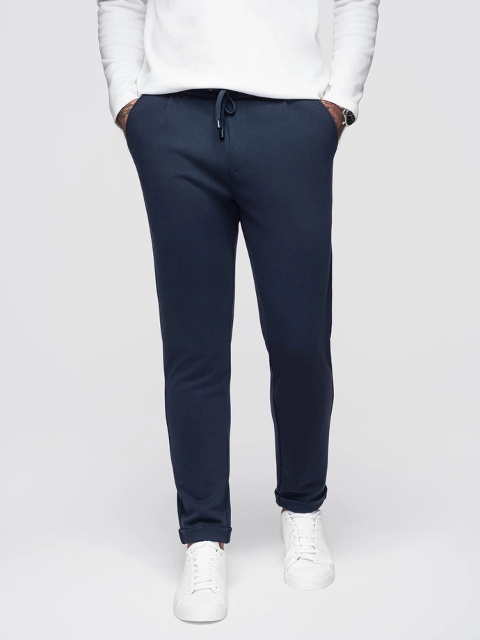 Men's sweatpants joggers with contrasting stripes - black V1 OM-PASK-0229