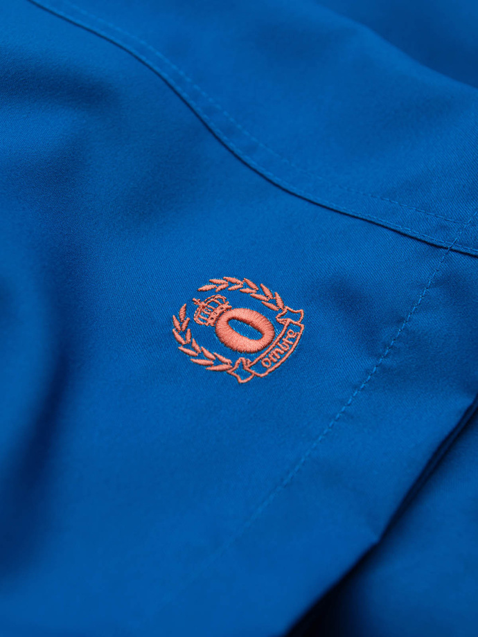 Vyriški dvispalviai dryžuoti maudymosi šortai - tamsiai mėlyni V5 OM-SRBS-0141