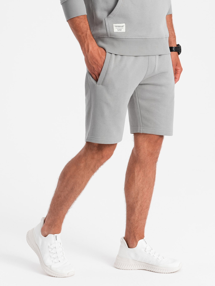 Men's sweatshirt set kangaroo sweatshirt + shorts - gray V8 Z75