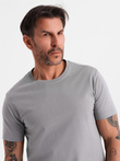 Tricou clasic BASIC din bumbac pentru bărbați - violet V13 OM-TSBS-0146