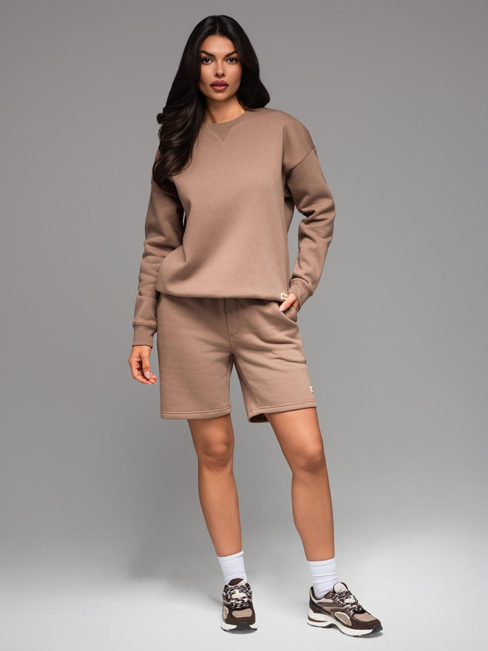 Unisex sweat shorts with drawstring waistband - brown V16 OU-SRBC-0101