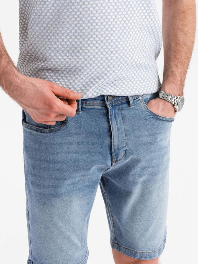 Denim men's shorts with a classic cut - light blue V2 OM-SRDS-0171