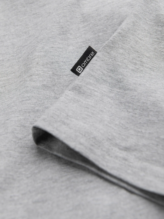 Pánské tričko BASIC s dlouhým rukávem a kulatým výstřihem - šedý melír V3 OM-LSBL-0106