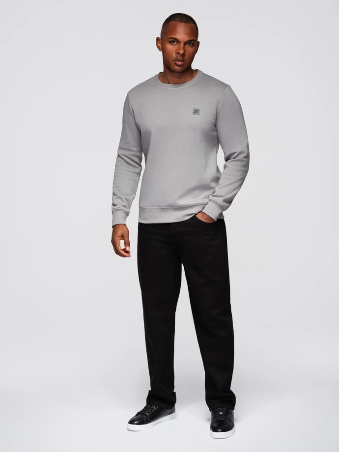 Men's classic round neck sweatshirt - grey V4 OM-SSNZ-0243