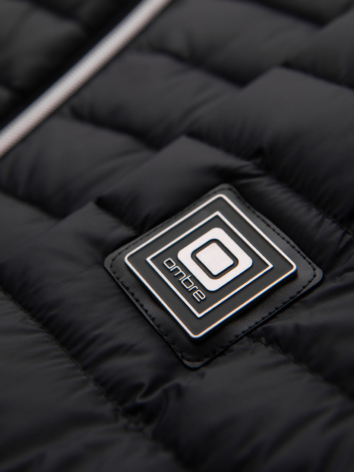 Pánska ultraľahká bunda z prírodného páperia s vreckom na uloženie - čierna V1 OM-JALP-0211