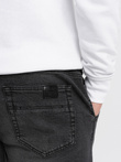 Men's JOGGER denim pants with rubbing - black V2 OM-PADJ-0150