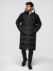 Men's classic long hooded jacket - black V1 OM-JALJ-0269
