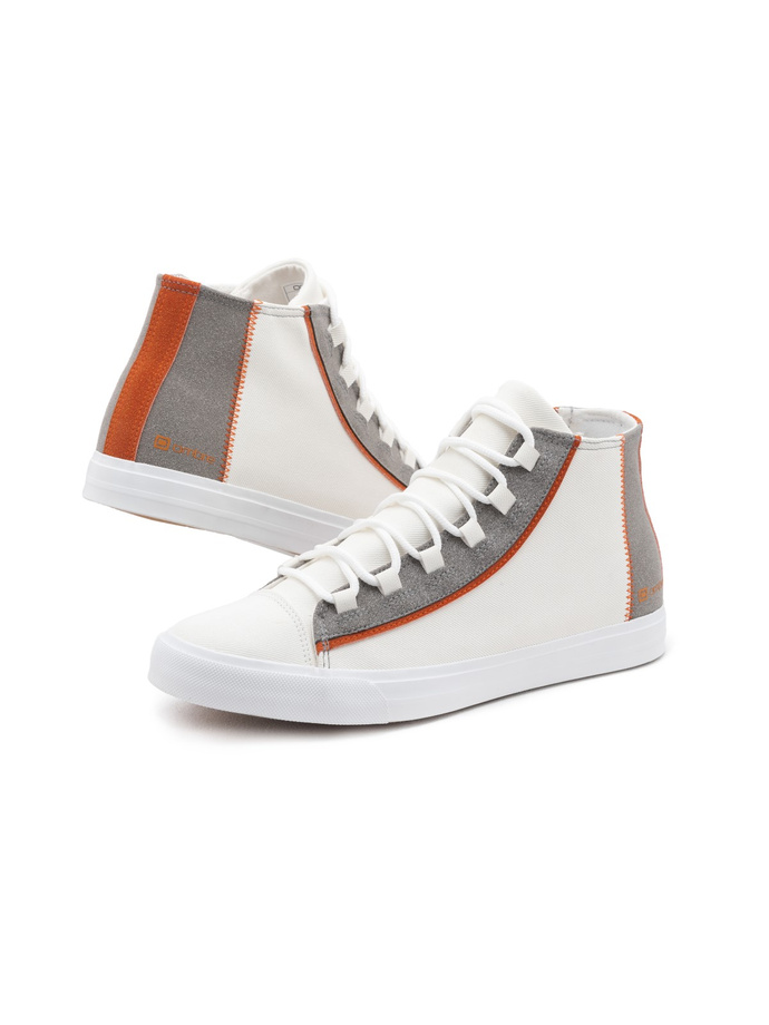 Pantofi de trening contrastanți pentru bărbați - alb V1 OM-FOTH-0140