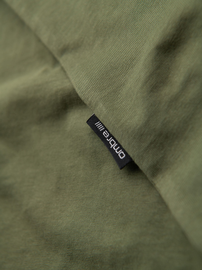 Klasické bavlnené pánske tričko BASIC - khaki V6 OM-TSBS-0236