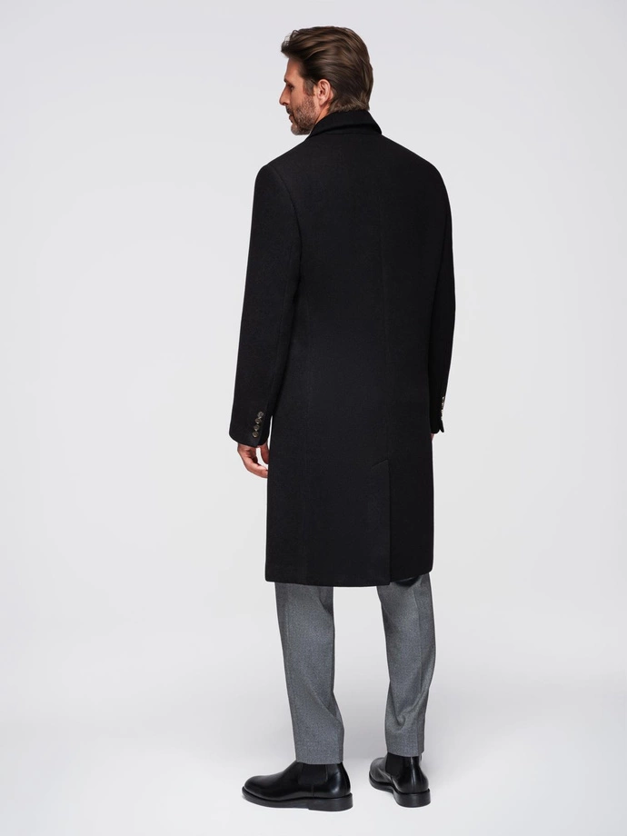 Men's double-breasted wool coat - black V2 OM-COWC-0133