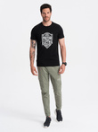 Men's motorcycle style printed t-shirt - black V1 OM-TSPT-0125