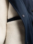 Jachetă lungă sherpa parka pentru bărbați – albastru marin V2 OM-JALJ-0181